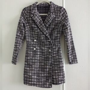 Women's Black and White Tweed Jumpsuit